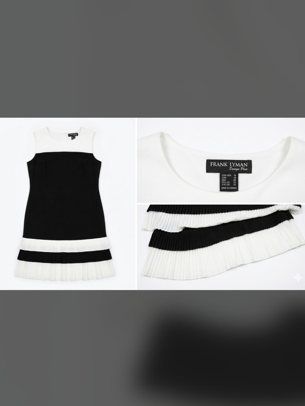 Frank Lyman Design Black and White Sleeveless Midi Dress